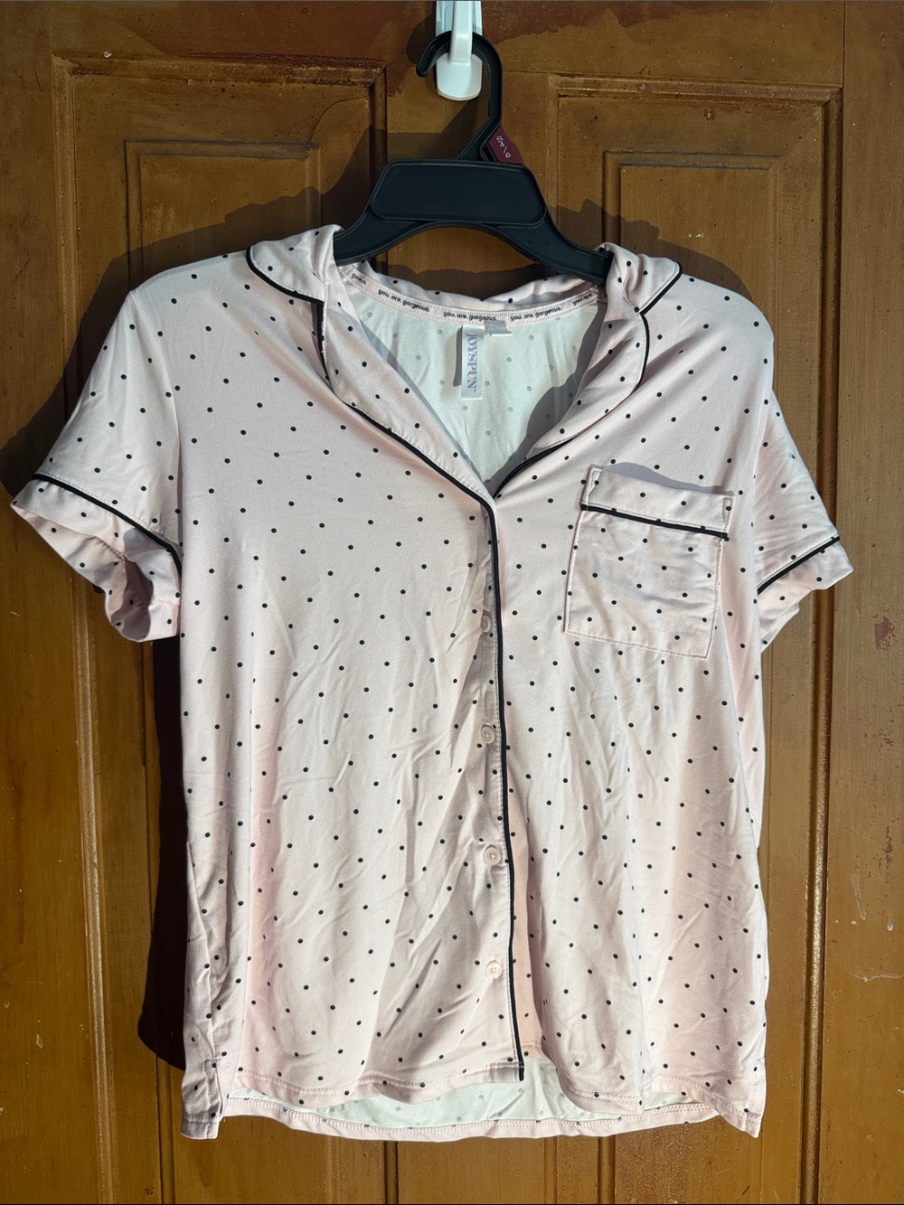 Women’s Short Sleeve Pink Polka Dot Pajama set
